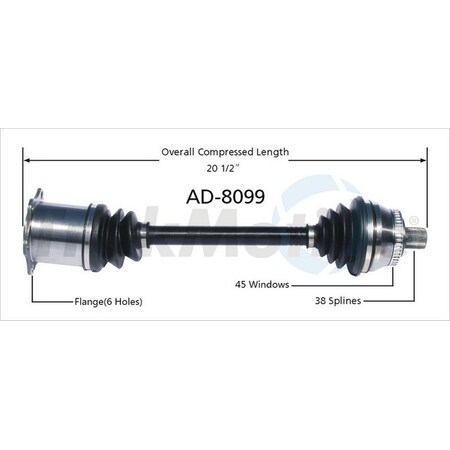 Surtrack Axle Cv Axle Shaft, Ad-8099 AD-8099